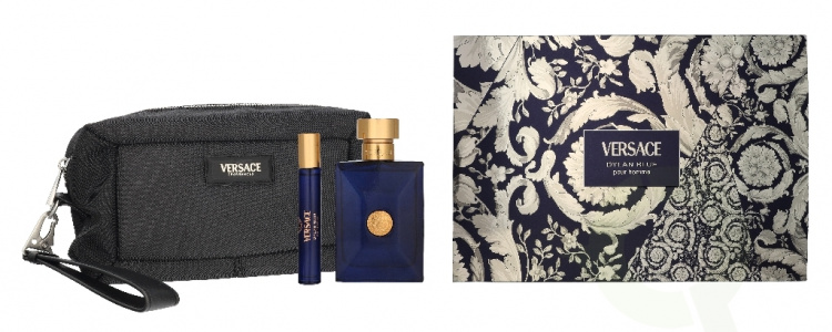 Versace Dylan Blue Pour Homme Giftset 110 ml Edt Spray 100ml/Edt Spray 10ml/Black Trousse