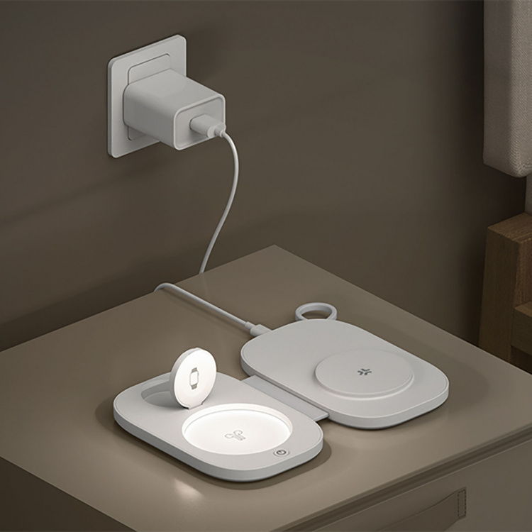 Celly 3-i-1 Trådlös laddare MagSafe-kompatibel Vit