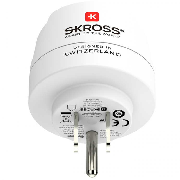 SKROSS Reseadapter Europa till USA m.fl. Jordad
