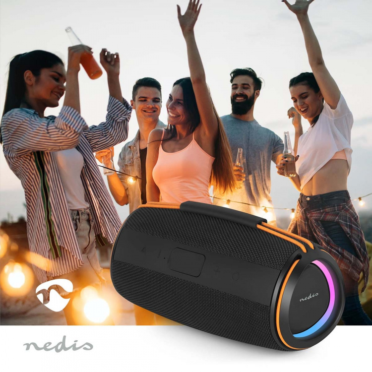 Nedis Bluetooth® højttaler | 360 min | Håndholdt design | 60 W | Stereo | Hjem / Portable / Udendørs | Kan parres | Orange / Sort