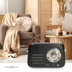 Nedis FM-radio | Bærbart design | Bluetooth® / FM | Accu drevet / USB Drevet | Analog | 10 W | Bluetooth® | Sort