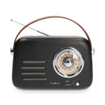 Nedis FM-radio | Bærbart design | Bluetooth® / FM | Accu drevet / USB Drevet | Analog | 10 W | Bluetooth® | Sort
