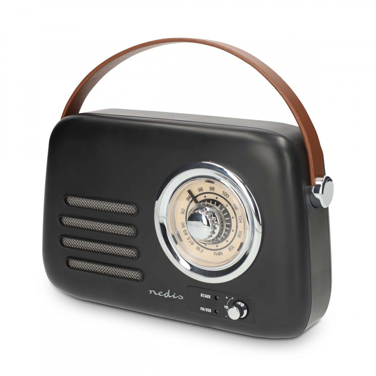 Nedis FM-radio | Bærbart design | Bluetooth® / FM | Accu drevet / USB Drevet | Analog | 10 W | Bluetooth® | Sort