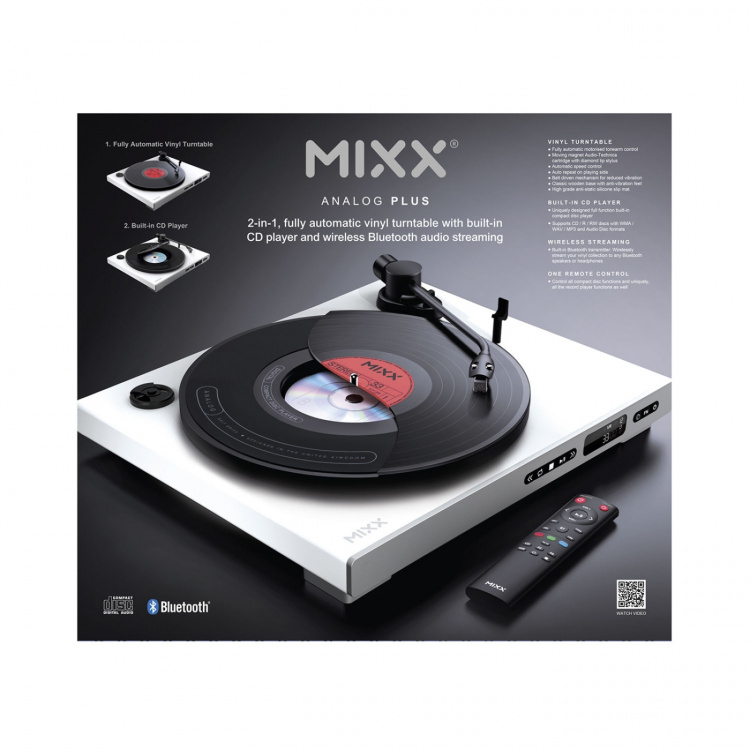 MIXX Vinyl- og CD-Afspiller - Analog Plus - 2i1 Hvid