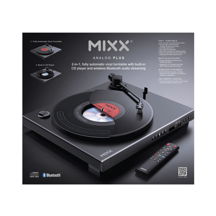 MIXX Vinyl- og CD-Afspiller - Analog Plus - 2i1 Sort