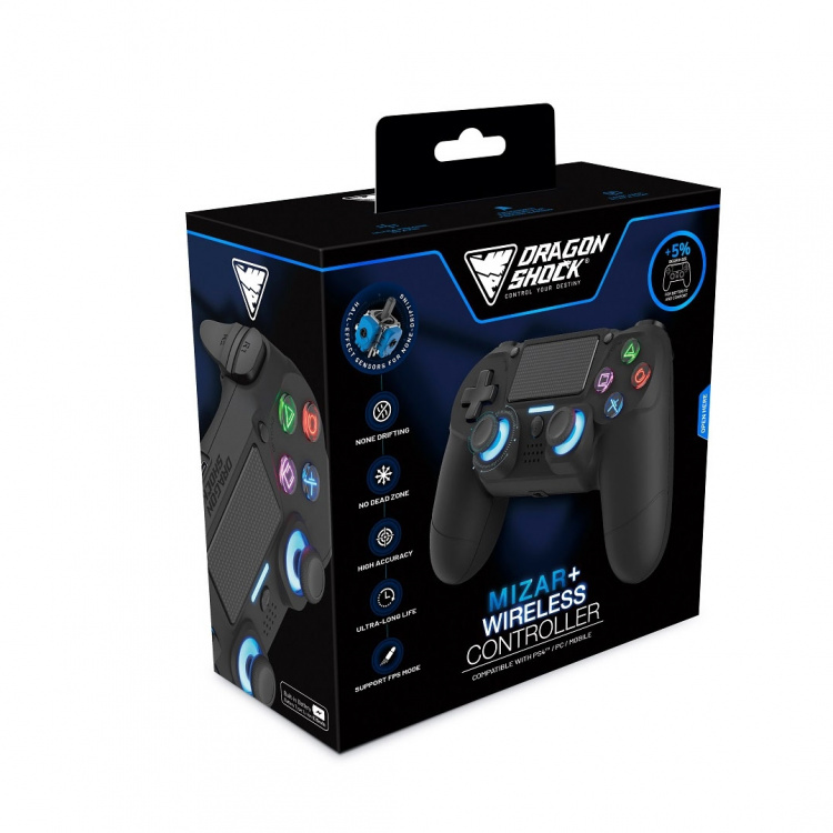 DragonShock Controller Mizar+ - PS4/PC/Mobil Sort