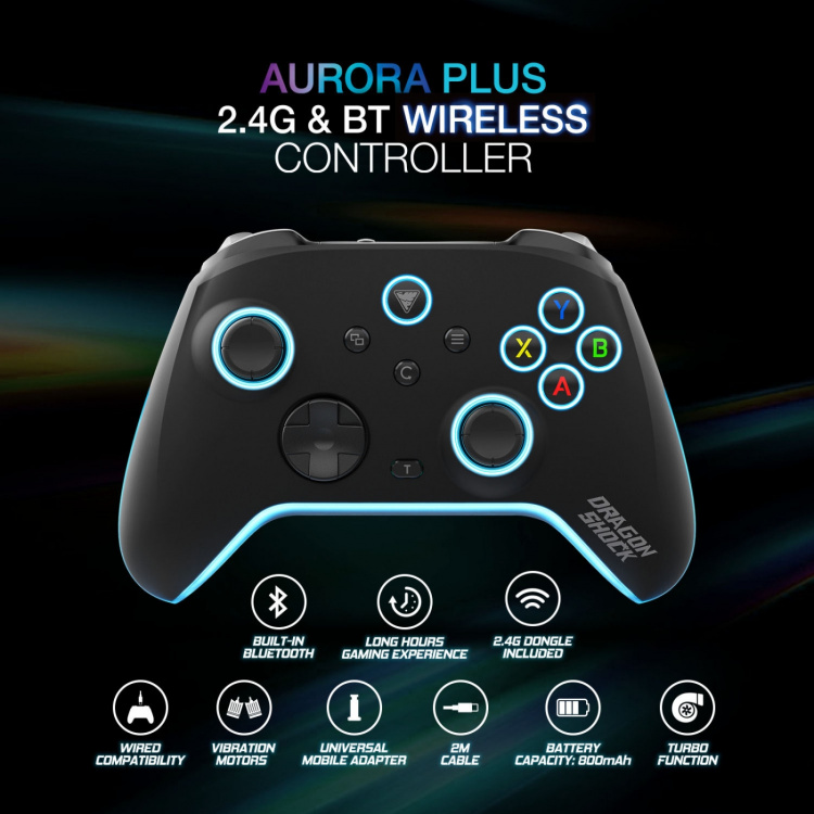 DragonShock Controller Aurora+ - iOS/Android/PC/PS3 Sort