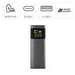 Hama Powerbank 24000mah 2xUSB-C 1xUSB-A 200W Hurtig Opladning
