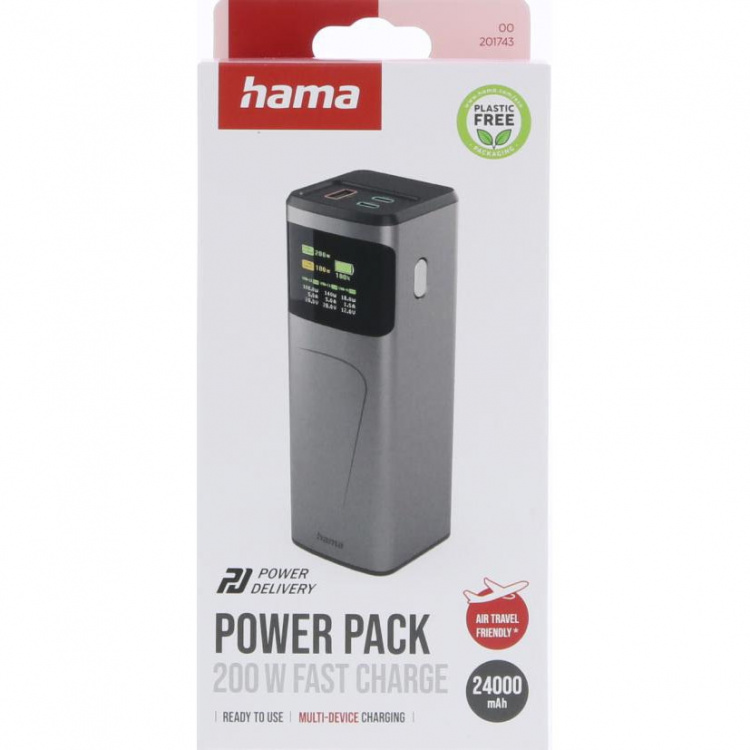 Hama Powerbank 24000mah 2xUSB-C 1xUSB-A 200W Hurtig Opladning
