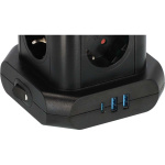 Brennenstuhl Powerstrip-torn med 8 powerstrips i 45°-konfiguration (2x USB A & 1x USB C Power Delivery, med 2m kabel, tvåpolig switch)