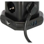 Brennenstuhl Powerstrip-torn med 8 powerstrips i 45°-konfiguration (2x USB A & 1x USB C Power Delivery, med 2m kabel, tvåpolig switch)
