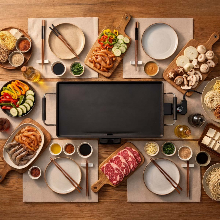 MELISSA Teppanyaki bord grill | 2000 W | 47,5 x 26,5 cm | Non-stick belægning | Justerbar termostat | Cool-touch håndtag