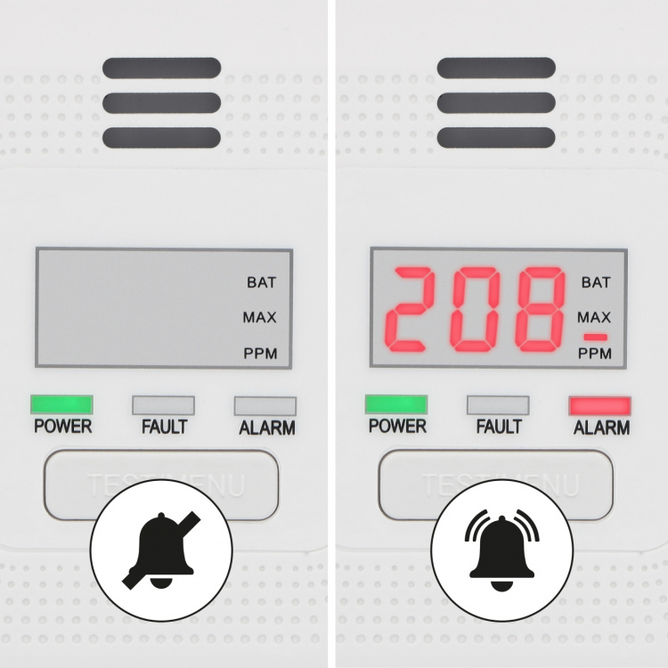 Alecto Kuliltealarm med display og 10 års driftstid for batteri og sensor