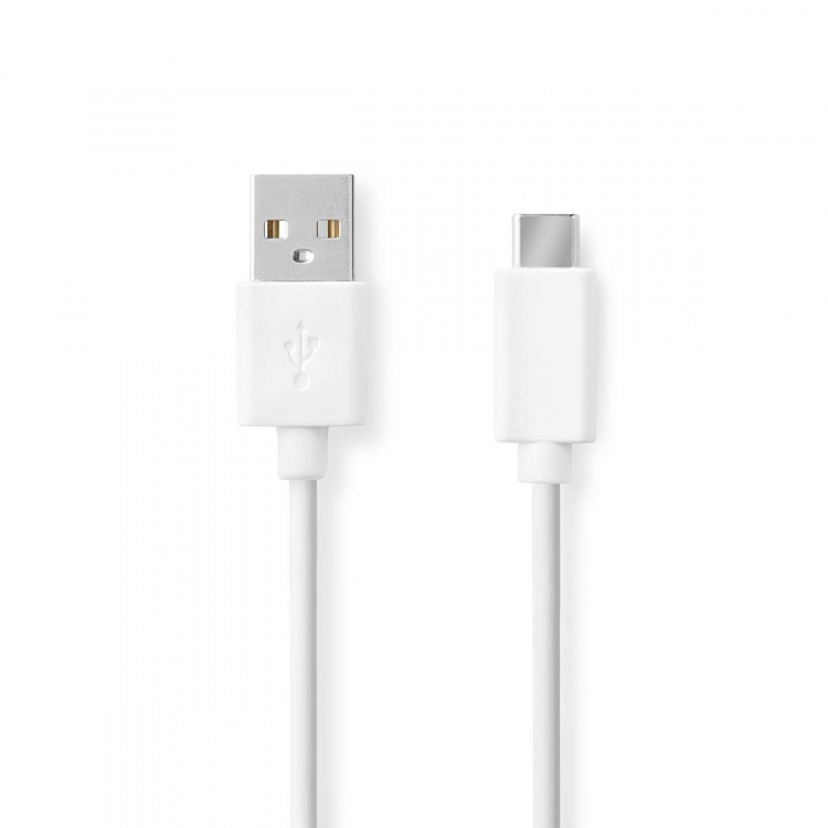 Nedis USB-kabel | USB 2.0 | USB-A Han | USB-C™ Han | 15 W | 480 Mbps | Nikkelplateret | 0.50 m | Runde | PVC | Hvid | Label