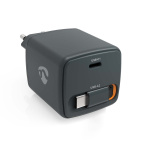 Nedis Vægoplader | Med udtrækkeligt kabel | 30 W | GaN | PD3.0 30W | 1.5 / 2.0 / 2.5 / 3.0 A | Antal output: 1 | USB-C™ | USB-C™ udtrækkeligt kabel | 0.75 m | Automatisk Valgt Spænding | Sort