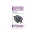 Nedis Vægoplader | Med udtrækkeligt kabel | 30 W | GaN | PD3.0 30W | 1.5 / 2.0 / 2.5 / 3.0 A | Antal output: 1 | USB-C™ | USB-C™ udtrækkeligt kabel | 0.75 m | Automatisk Valgt Spænding | Sort