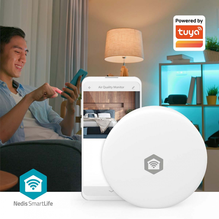 Nedis SmartLife-luftkvalitetsmåler | Wi-Fi | Fugtighed / Kuldioxid (CO2) / Temperatur | Android™ / IOS | Hvid