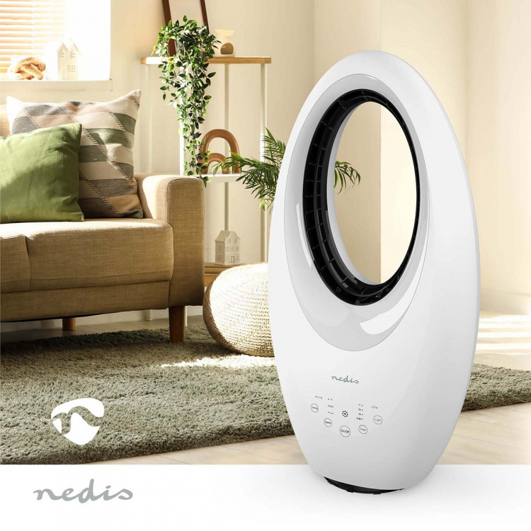 Nedis Bladløs ventilator | Strømforsyning | 50 W | Svingning | Fjernbetjening | Luk-off timer: 7.5 h | 3-hastighedsindstilling | Hvid