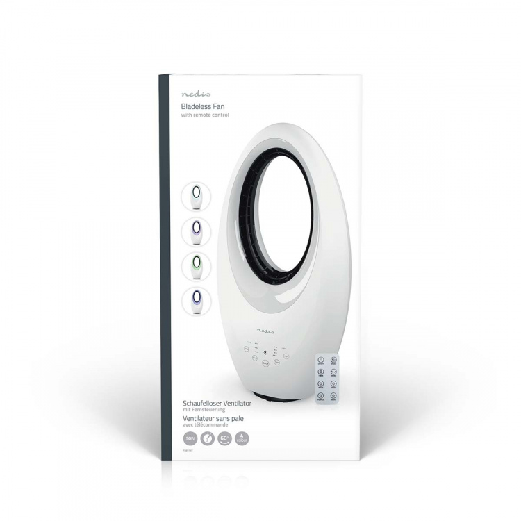 Nedis Bladløs ventilator | Strømforsyning | 50 W | Svingning | Fjernbetjening | Luk-off timer: 7.5 h | 3-hastighedsindstilling | Hvid