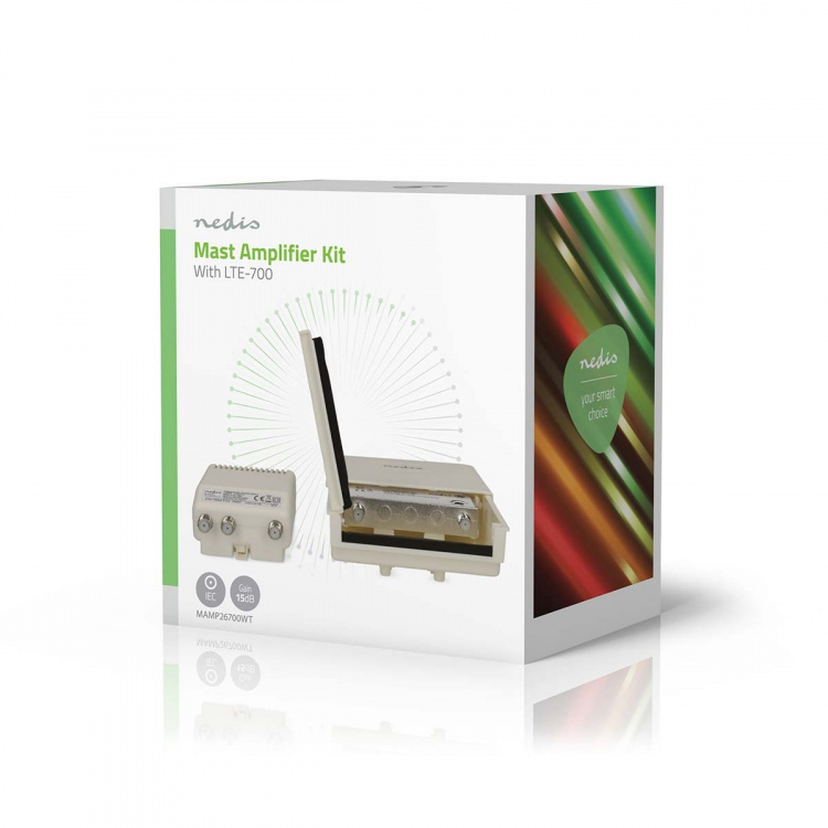 Nedis Mastforstærker | Antal output: 2 | Få kontrol: 15 - 30 dB | F-Hun | Støjtal: 4 dB | Hvid