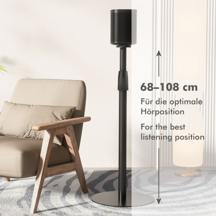 LogiLink Golvstativ Sonos Era 100 / Era 300 682-1068 mm Svart