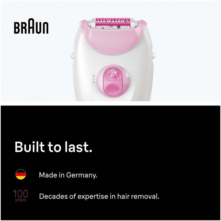 Braun Epilator Silk·épil 3 med sladd, Långvarigt Slät Hud, 3-031, Rosa