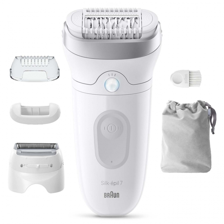 Braun Epilator Silk·épil 7, Wet & Dry, Långvarigt Slät Hud, 7-041, Silver