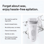 Braun Epilator Silk·épil 7, Wet & Dry, Långvarigt Slät Hud, 7-041, Silver