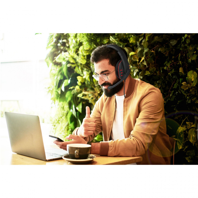 LogiLink Gamingheadset USB Svart/Röd