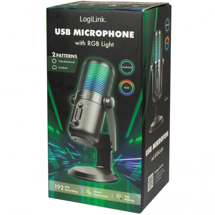 LogiLink Mikrofon USB Riktad/Rundstrålande NRC RGB Svart