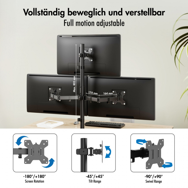 LogiLink Monitorfäste Trippel 17-32