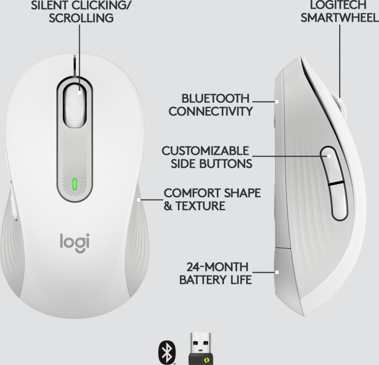 Logitech Signature M650 trådløs mus, hvid