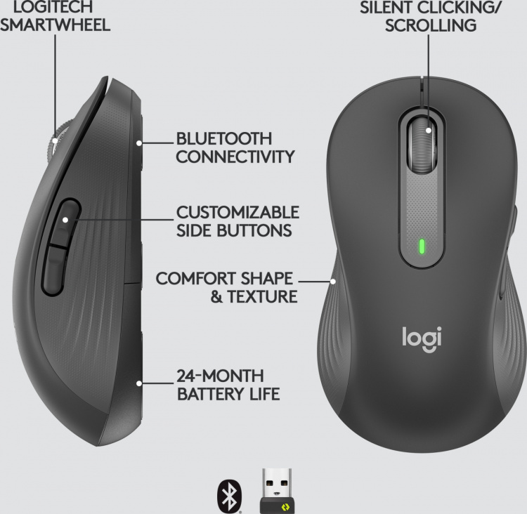 Logitech Signature M650 L LEFT – trådløs mus, sort