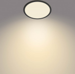 Philips Superslim CL550 loftlampe, rund, sort, 1300 lm, 2700K
