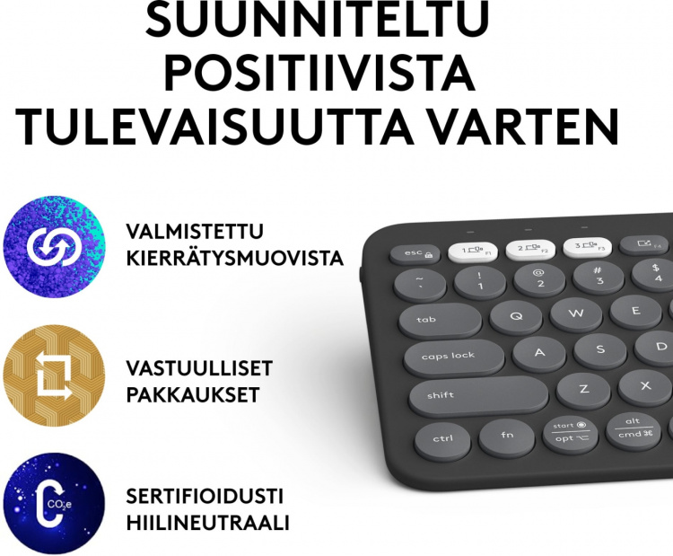 Logitech Pebble Keys 2 K380s-tastatur, gråt