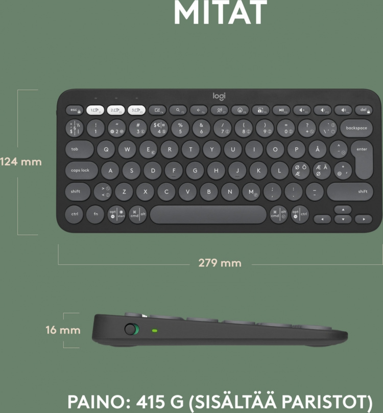 Logitech Pebble Keys 2 K380s-tastatur, gråt