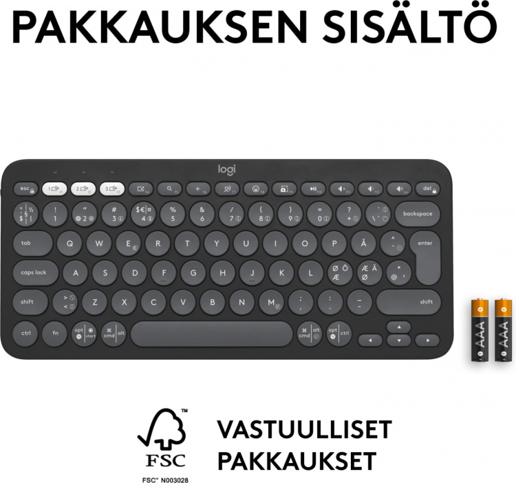 Logitech Pebble Keys 2 K380s-tastatur, gråt