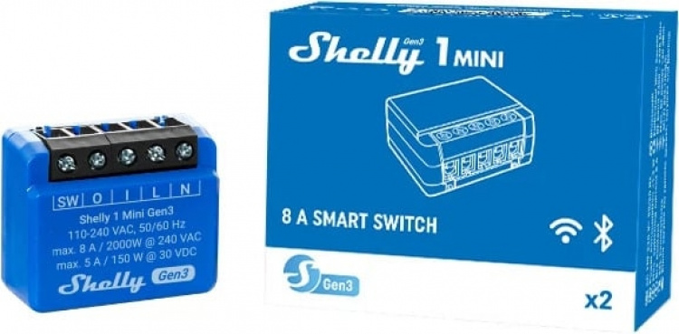 Shelly 1 Mini Gen3 -relækontakt til Wi-Fi-netværk
