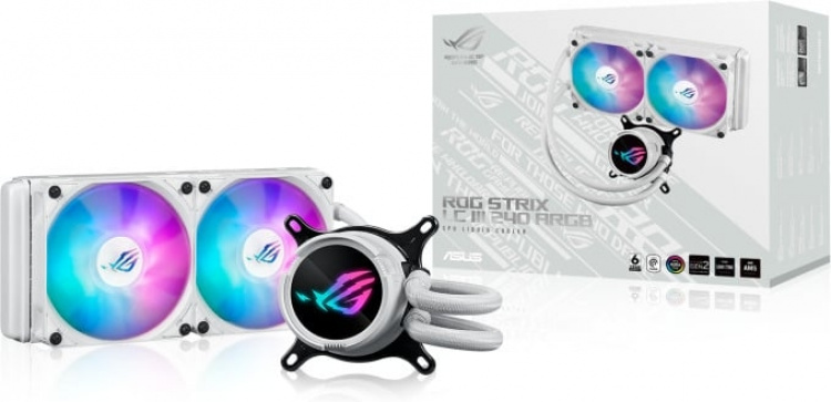 ASUS ROG STRIX LC III 240 ARGB White Edition -væskekølesystem, hvidt.