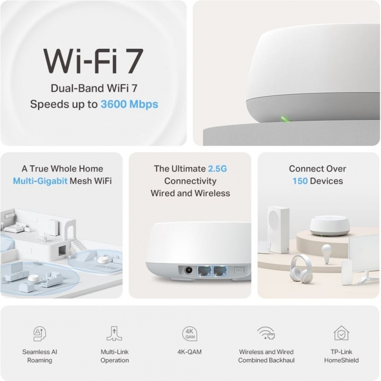 TP-Link Deco BE25 Dual-Band WiFi 7-mesh-system, 3-pak