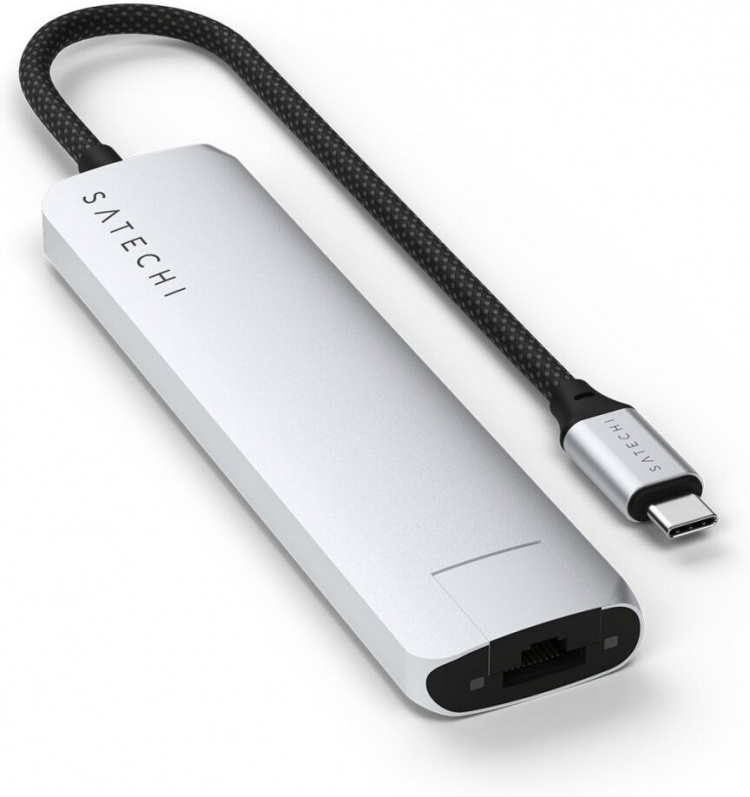 Satechi 7-i-1 USB-C Slim Multiport-adapter med Ethernet, sølv