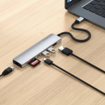 Satechi 7-i-1 USB-C Slim Multiport-adapter med Ethernet, sølv