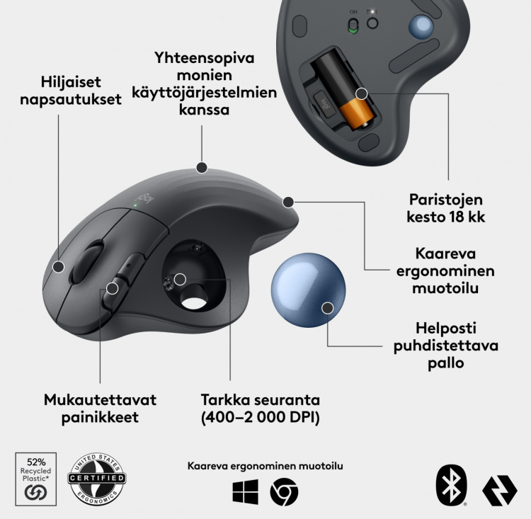 Logitech Ergo M575S-trackball, grafit