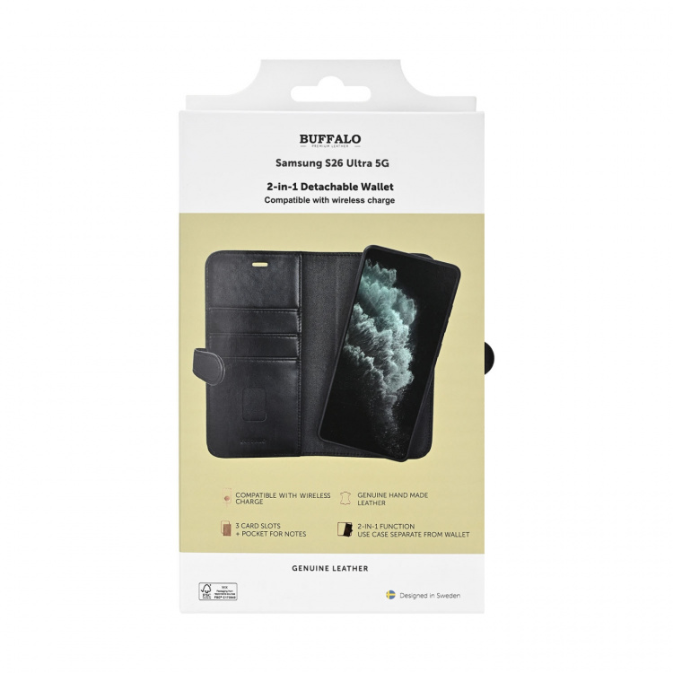 Buffalo Wallet 2i1 3 Kort Læder Sort - Samsung Galaxy S26 Ultra