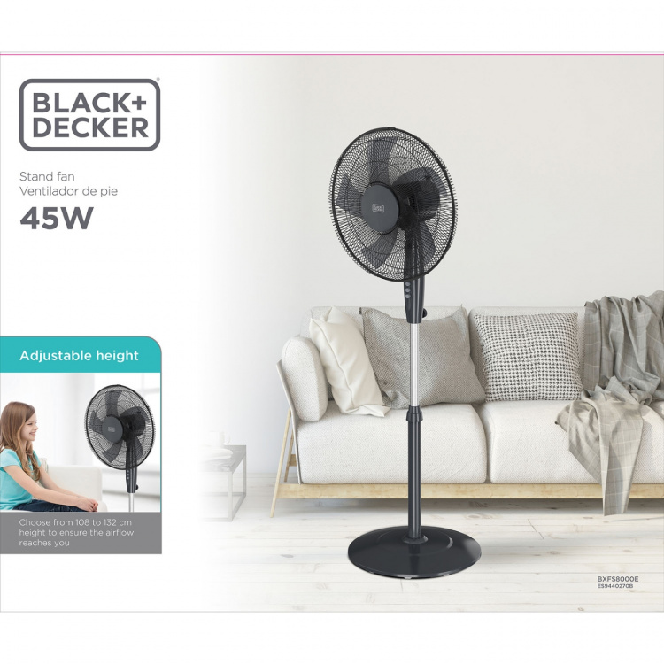 BLACK+DECKER Gulvventilator 40cm 45W Sort