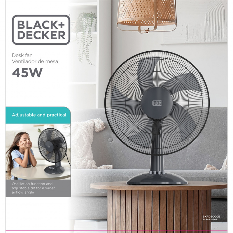 BLACK+DECKER Bordventilator 40cm 45W Sort