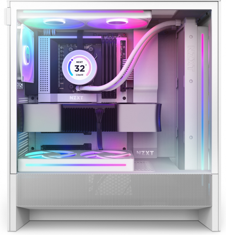 NZXT H5 Flow RGB (2024) ATX-kabinet med vindue, hvid 
