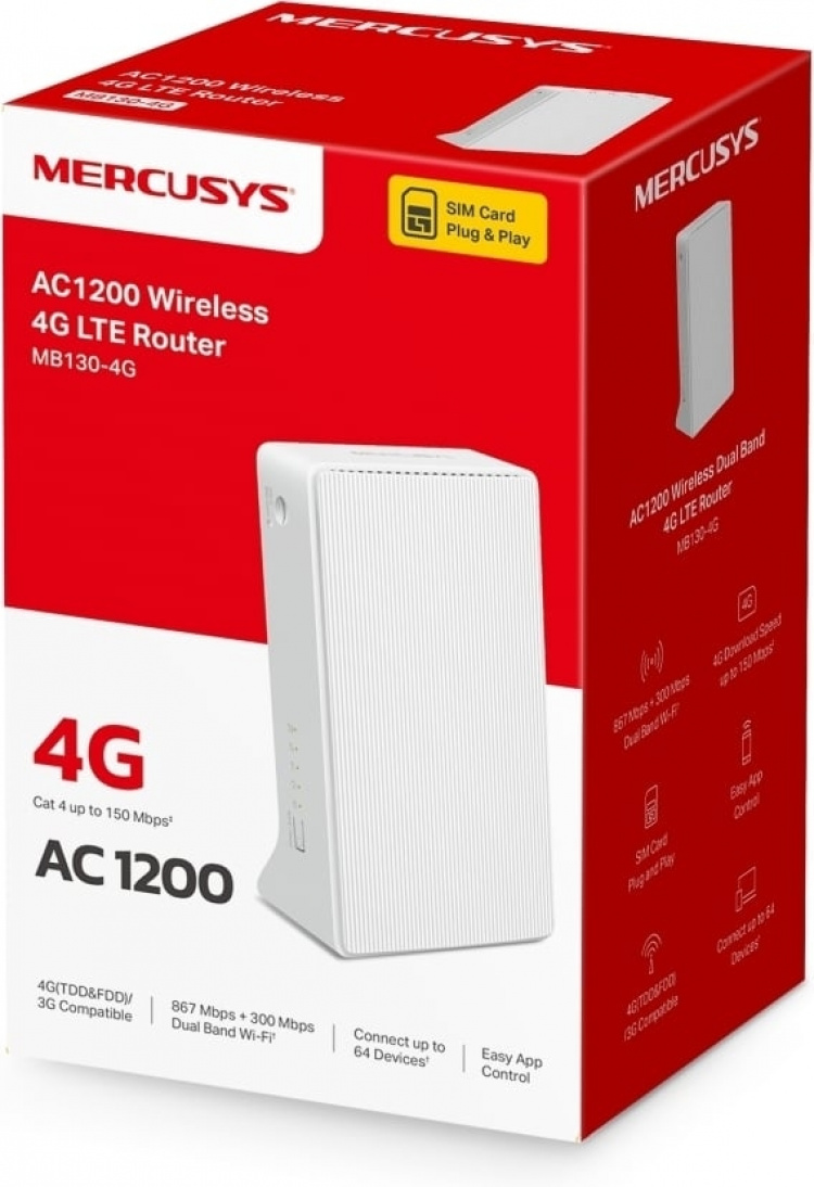 Mercusys MB130 4G LTE-modem og WiFi-router 