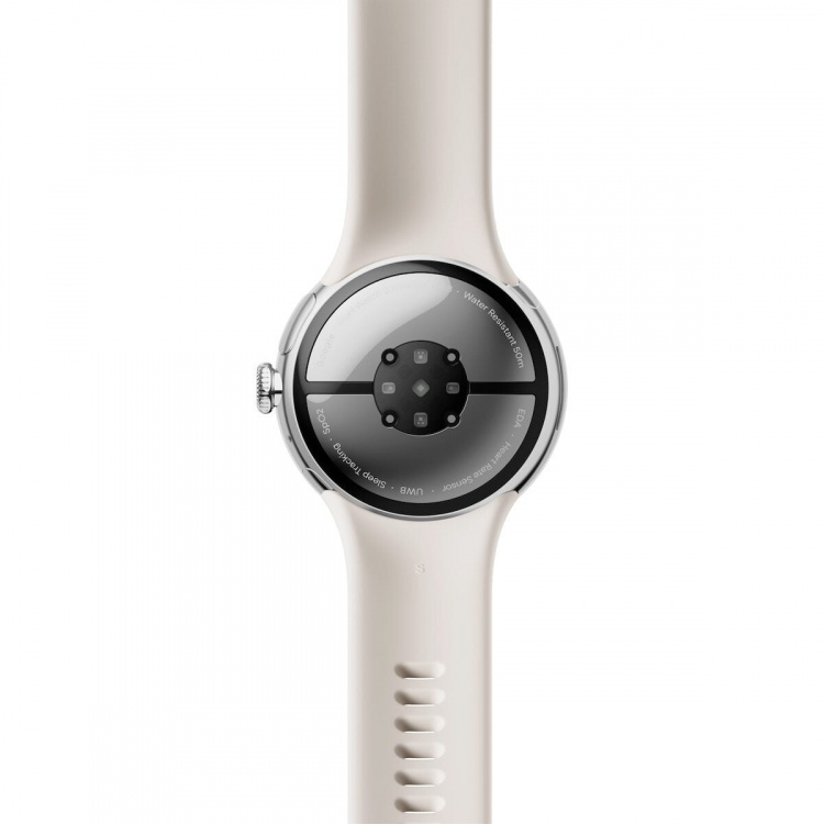 Google Pixel Watch 3 WiFi-smartur, 41 mm, Porcelain / Polished Silver