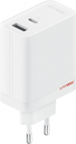 OnePlus SUPERVOOC 120 W strømadapter med to porte, hvid. Den